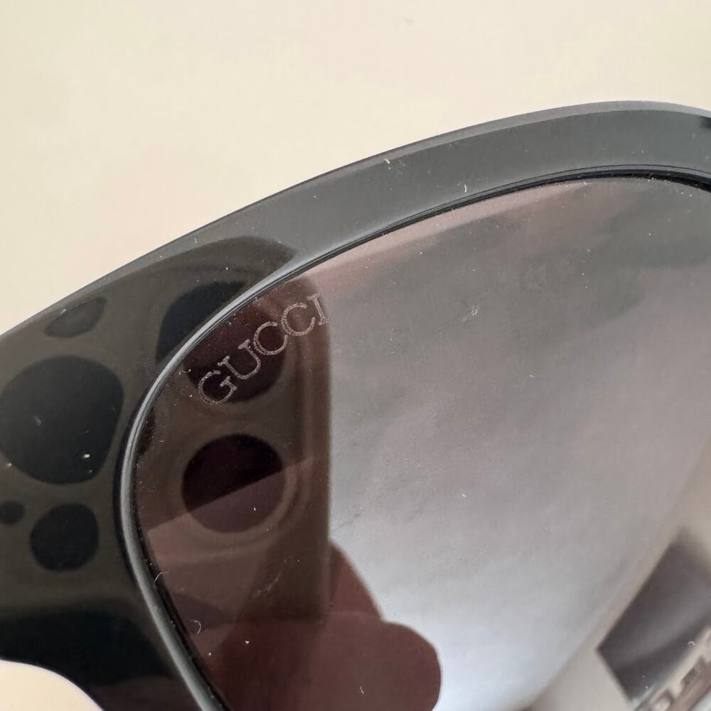 Gucci GG1550SK Sunglasses Black Leopard Print Logo Sides - Picture 4 of 12